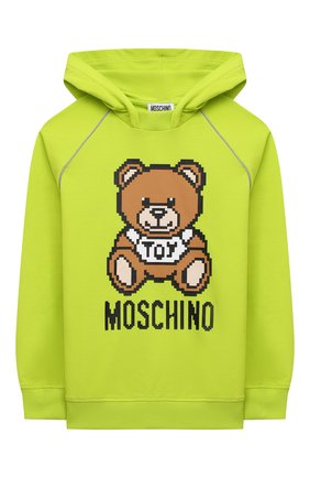 Детский хлопковое худи MOSCHINO зеленого цвета по цене 18450 руб., арт. HUF05Q/LDA13/4A-8A | Фото 1 Детский хлопковое худи MOSCHINO зеленого цвета, арт. HUF05Q/LDA13/4A-8A | Фото 1 (Материал внешний: Хлопок; Рукава: Длинные; Девочки Кросс-КТ: Худи-одежда; Ростовка одежда: 4 года | 104 см, 5 лет | 110 см, 6 лет | 116 см, 8 лет | 128 см)