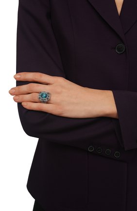 Женское кольцо geometry QUEENSBEE голубого цвета, арт. 101319/15,14 | Фото 2 (Материал: Серебро)