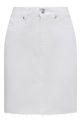 Женская джинсовая юбка 7 FOR ALL MANKIND белого цвета, арт. JSSKV690BI | Фото 1 (Материал внешний: Хлопок, Деним; Длина Ж (юбки, платья, шорты): Мини; Женское Кросс-КТ: Юбка-одежда; Стили: Гранж; Кросс-КТ: Деним)