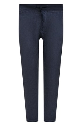 Мужские льняные брюки 120% LINO темно-синего цвета, арт. V0M2131/0253/S00 | Фото 1 (Материал внешний: Лен; Длина (брюки, джинсы): Стандартные; Случай: Повседневный; Стили: Кэжуэл)