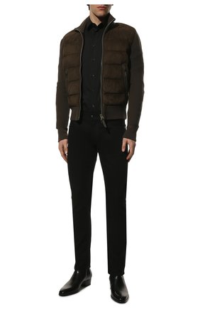 Мужской комбинированный кардиган TOM FORD хаки цвета по цене 363500 руб., арт. BZM20/TFKG57 | Фото 2 Мужской комбинированный кардиган TOM FORD хаки цвета, арт. BZM20/TFKG57 | Фото 2 (Рукава: Длинные; Материал внешний: Шерсть; Длина (для топов): Стандартные; Материал утеплителя: Пух и перо; Материал подклада: Синтетический материал; Мужское Кросс-КТ: Кардиган-одежда; Стили: Милитари)
