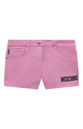 Детские джинсовые шорты MOSCHINO розового цвета, арт. HBQ005/LTC04/4A-8A | Фото 1 (Материал внешний: Хлопок; Кросс-КТ: Деним; Ростовка одежда: 4 года | 104 см, 5 лет | 110 см, 6 лет | 116 см, 8 лет | 128 см)
