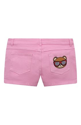 Детские джинсовые шорты MOSCHINO розового цвета, арт. HBQ005/LTC04/4A-8A | Фото 2 (Материал внешний: Хлопок; Кросс-КТ: Деним; Ростовка одежда: 4 года | 104 см, 5 лет | 110 см, 6 лет | 116 см, 8 лет | 128 см)