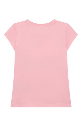 Детская хлопковая футболка MOSCHINO светло-розового цвета, арт. HCM042/LBA00/10A-14A | Фото 2 (Материал внешний: Хлопок; Рукава: Короткие; Девочки Кросс-КТ: футболка-одежда; Ростовка одежда: 10 - 11 лет | 140 - 146см, 12 лет | 152 см)