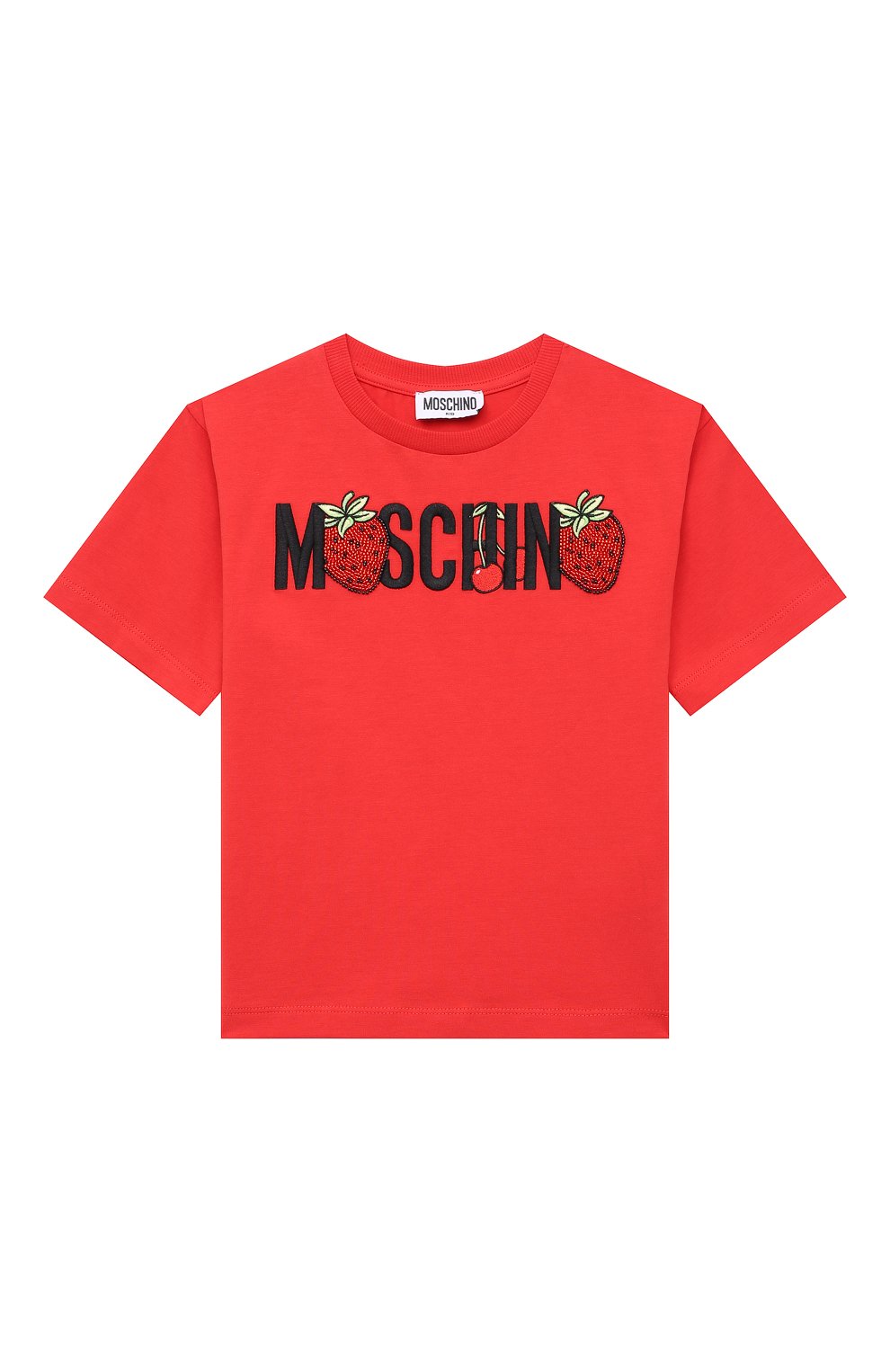 Хлопковая футболка MOSCHINO детская красного цвета — купить в интернет ...