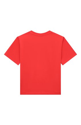 Детская хлопковая футболка MOSCHINO красного цвета, арт. HDM04I/LBA00/4A-8A | Фото 2 (Материал внешний: Хлопок; Рукава: Короткие; Девочки Кросс-КТ: футболка-одежда; Ростовка одежда: 4 года | 104 см, 5 лет | 110 см, 6 лет | 116 см, 8 лет | 128 см)