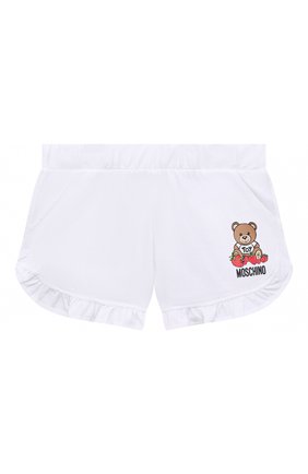 Детские хлопковые шорты MOSCHINO белого цвета по цене 11150 руб., арт. HDQ00I/LBA00/4A-8A | Фото 1 Детские хлопковые шорты MOSCHINO белого цвета, арт. HDQ00I/LBA00/4A-8A | Фото 1 (Материал внешний: Хлопок; Случай: Повседневный; Ростовка одежда: 4 года | 104 см, 5 лет | 110 см, 6 лет | 116 см, 8 лет | 128 см)