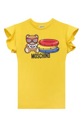 Детское хлопковое платье MOSCHINO желтого цвета по цене 14900 руб., арт. HDV0BG/LBA10/4A-8A | Фото 1 Детское хлопковое платье MOSCHINO желтого цвета, арт. HDV0BG/LBA10/4A-8A | Фото 1 (Материал внешний: Хлопок; Рукава: Короткие; Девочки Кросс-КТ: Платье-одежда; Случай: Повседневный; Ростовка одежда: 4 года | 104 см, 5 лет | 110 см, 6 лет | 116 см, 8 лет | 128 см)