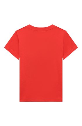 Детская хлопковая футболка MOSCHINO красного цвета, арт. HUM03F/LAA17/4A-8A | Фото 2 (Материал внешний: Хлопок; Рукава: Короткие; Девочки Кросс-КТ: футболка-одежда; Ростовка одежда: 4 года | 104 см, 5 лет | 110 см, 6 лет | 116 см, 8 лет | 128 см)