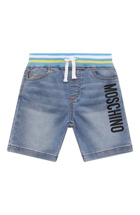 Детские джинсовые шорты MOSCHINO голубого цвета, арт. HUQ00R/LDE03/10A-14A | Фото 1 (Материал внешний: Хлопок; Кросс-КТ: Деним)