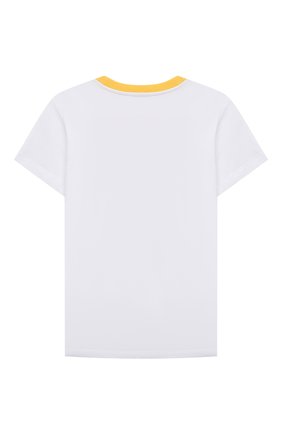 Детская хлопковая футболка MOSCHINO белого цвета, арт. HWM03F/LBA00/4A-8A | Фото 2 (Материал внешний: Хлопок; Рукава: Короткие)