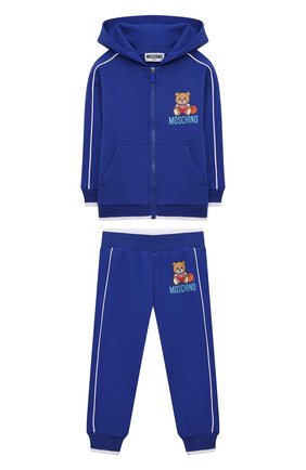 Детский комплект из толстовки и брюк MOSCHINO синего цвета по цене 29800 руб., арт. MUK03G/LCA32 | Фото 1 Детский комплект из толстовки и брюк MOSCHINO синего цвета, арт. MUK03G/LCA32 | Фото 1 (Кросс-КТ НВ: Костюм)