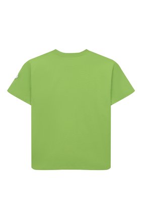 Детская хлопковая футболка MONCLER зеленого цвета, арт. H1-954-8C000-21-83907/12-14A | Фото 2 (Материал внешний: Хлопок; Рукава: Короткие)