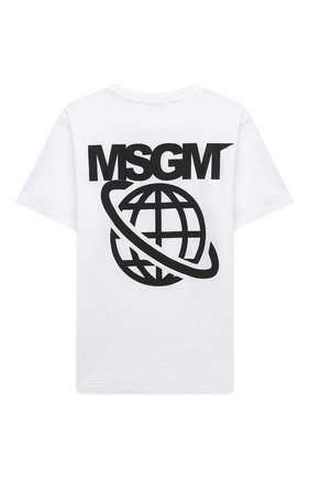 Детская хлопковая футболка MSGM KIDS белого цвета, арт. MS028877 | Фото 2 (Материал внешний: Хлопок; Рукава: Короткие)