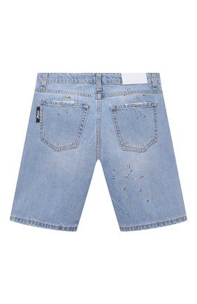 Детские джинсовые шорты MSGM KIDS голубого цвета, арт. MS028890 | Фото 2 (Материал внешний: Хлопок; Кросс-КТ: Деним)