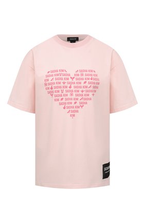 Женская хлопковая футболка SASHA KIM розового цвета, арт. УТ-00000614 | Фото 1 (Материал внешний: Хлопок; Рукава: Короткие; Длина (для топов): Стандартные; Стили: Спорт-шик; Принт: С принтом; Женское Кросс-КТ: Футболка-одежда)