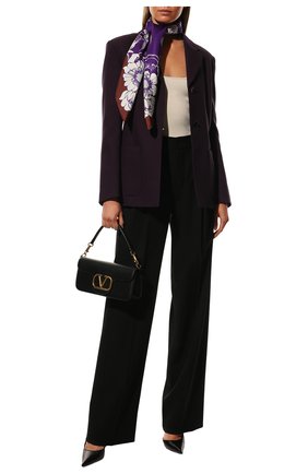 Женский шелковый платок VALENTINO фиолетового цвета, арт. XW0EI114/SUM | Фото 2 (Материал: Шелк, Текстиль)