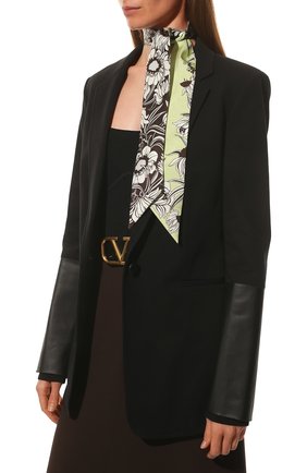 Женский шелковый шарф-бандо VALENTINO салатового цвета, арт. XW0E6017/LFE | Фото 2 (Материал: Текстиль, Шелк)
