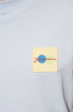 Мужская хлопковая футболка JACQUEMUS голубого цвета, арт. 225JS004-2067 | Фото 5 (Принт: Без принта; Рукава: Короткие; Длина (для топов): Стандартные; Материал внешний: Хлопок; Стили: Минимализм)
