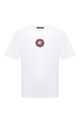 Мужская футболка DOLCE & GABBANA белого цвета по цене 104500 руб., арт. G8NC5Z/G7CC1 | Фото 1 Мужская футболка DOLCE & GABBANA белого цвета, арт. G8NC5Z/G7CC1 | Фото 1 (Длина (для топов): Стандартные; Материал внешний: Синтетический материал, Хлопок; Рукава: Короткие; Принт: С принтом, Без принта; Стили: Гламурный)