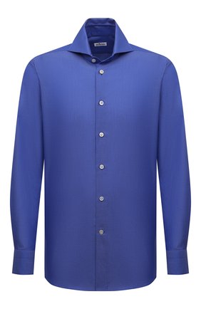 Мужская хлопковая сорочка KITON синего цвета по цене 55150 руб., арт. UCCH0809309 | Фото 1 Мужская хлопковая сорочка KITON синего цвета, арт. UCCH0809309 | Фото 1 (Рукава: Длинные; Материал внешний: Хлопок; Длина (для топов): Стандартные; Случай: Формальный; Воротник: Акула; Манжеты: На пуговицах; Рубашки М: Slim Fit; Принт: Однотонные; Стили: Классический)