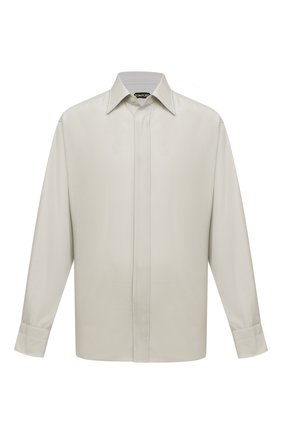 Мужская рубашка из шелка и вискозы TOM FORD светло-серого цвета по цене 93200 руб., арт. 3FT351/94YADP | Фото 1 Мужская рубашка из шелка и вискозы TOM FORD светло-серого цвета, арт. 3FT351/94YADP | Фото 1 (Длина (для топов): Стандартные; Рукава: Длинные; Материал внешний: Вискоза, Шелк; Случай: Повседневный; Воротник: Кент; Манжеты: На пуговицах; Рубашки М: Regular Fit; Принт: Однотонные; Стили: Кэжуэл)