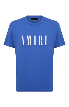 Мужская хлопковая футболка AMIRI синего цвета, арт. PS22MJL001-424 | Фото 1 (Длина (для топов): Стандартные; Материал внешний: Хлопок; Рукава: Короткие; Принт: С принтом; Стили: Кэжуэл)