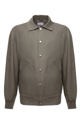 Мужской льняной бомбер BRUNELLO CUCINELLI хаки цвета по цене 228500 руб., арт. MW4886174 | Фото 1 Мужской льняной бомбер BRUNELLO CUCINELLI хаки цвета, арт. MW4886174 | Фото 1 (Материал внешний: Лен; Длина (верхняя одежда): Короткие; Рукава: Длинные; Материал подклада: Купро; Кросс-КТ: Куртка; Стили: Кэжуэл; Принт: Без принта)