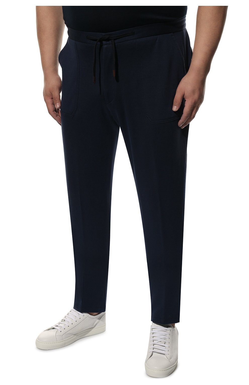 Мужские брюки из хлопка и шелка MARCO PESCAROLO темно-синего цвета, арт. BAIA/ZIP/45Y04 | Фото 3 (Big sizes: Big Sizes; Материал внешний: Шелк, Хлопок; Длина (брюки, джинсы): Стандартные; Случай: Повседневный; Стили: Кэжуэл)