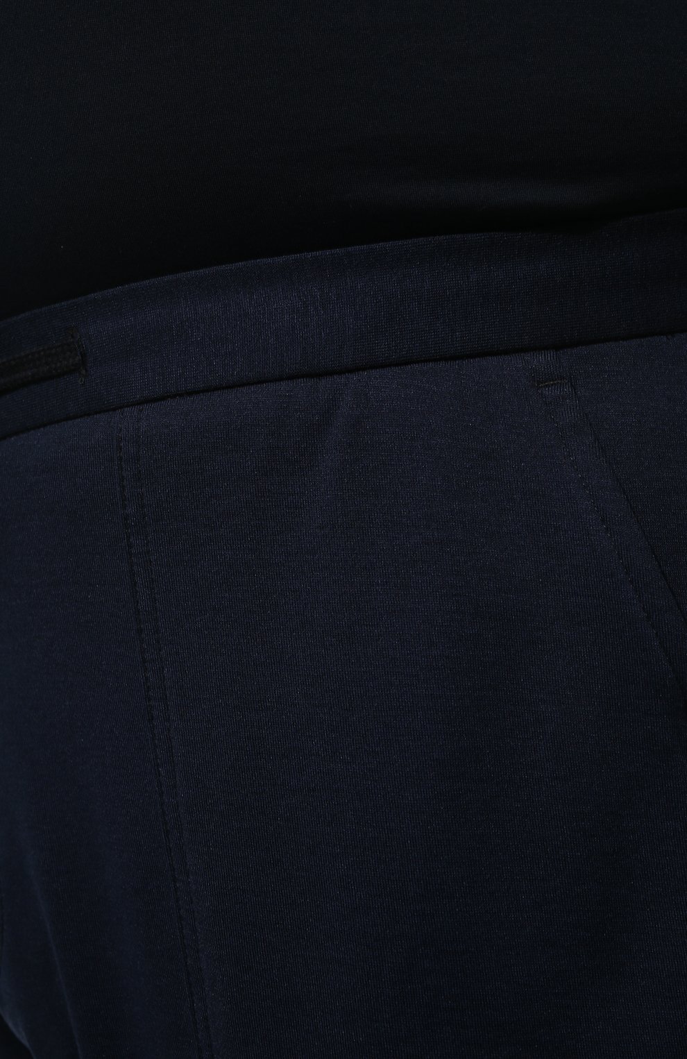 Мужские брюки из хлопка и шелка MARCO PESCAROLO темно-синего цвета, арт. BAIA/ZIP/45Y04 | Фото 5 (Big sizes: Big Sizes; Материал внешний: Шелк, Хлопок; Длина (брюки, джинсы): Стандартные; Случай: Повседневный; Стили: Кэжуэл)