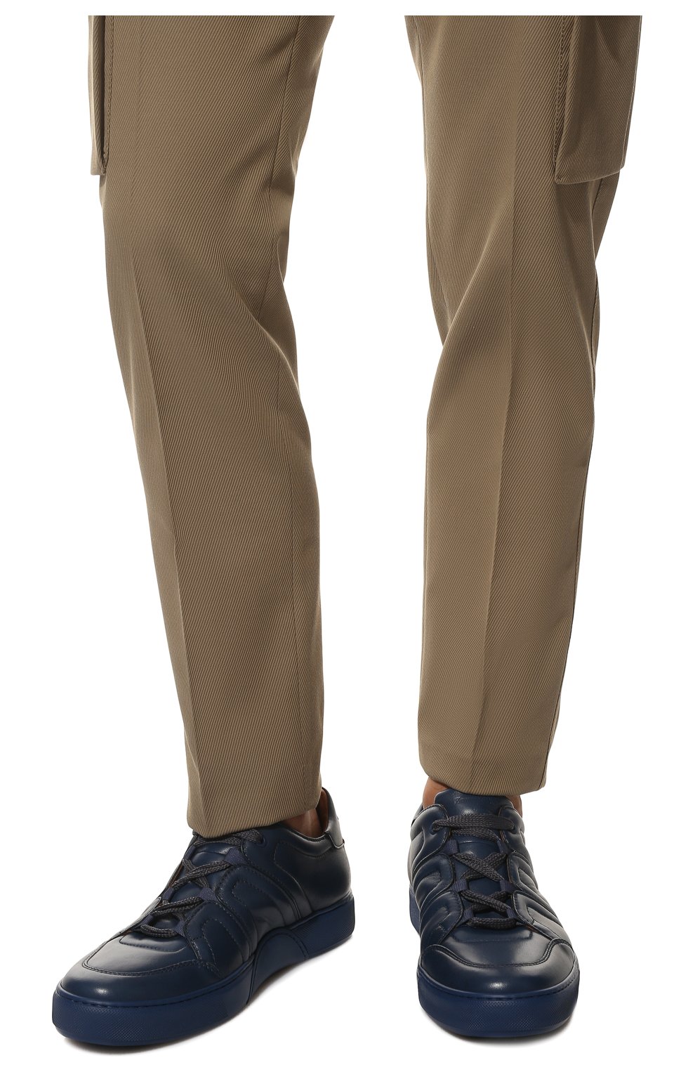 Мужские кожаные кеды tiziano ZEGNA COUTURE темно-синего цвета, арт. A5176X-LHLAS | Фото 3 (Материал внешний: Кожа; Материал внутренний: Натуральная кожа; Стили: Классический; Материал утеплителя: Без утеплителя)