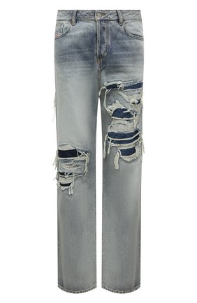 Мужские джинсы DIESEL голубого цвета, арт. A03588/09C90 | Фото 1 (Материал внешний: Хлопок, Деним; Длина (брюки, джинсы): Стандартные; Кросс-КТ: Деним; Силуэт М (брюки): Широкие; Детали: Потертости; Стили: Гранж)