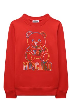 Детский хлопковый свитшот MOSCHINO красного цвета по цене 14900 руб., арт. H9F039/LCA30/4A-8A | Фото 1 Детский хлопковый свитшот MOSCHINO красного цвета, арт. H9F039/LCA30/4A-8A | Фото 1 (Рукава: Длинные; Материал внешний: Хлопок; Девочки Кросс-КТ: Свитшот-одежда; Ростовка одежда: 4 года | 104 см, 5 лет | 110 см, 6 лет | 116 см, 8 лет | 128 см)