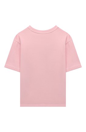 Детская хлопковая футболка MOSCHINO светло-розового цвета, арт. H9M02X/LBA10/4A-8A | Фото 2 (Материал внешний: Хлопок; Рукава: Короткие; Девочки Кросс-КТ: футболка-одежда; Ростовка одежда: 4 года | 104 см, 5 лет | 110 см, 6 лет | 116 см, 8 лет | 128 см)