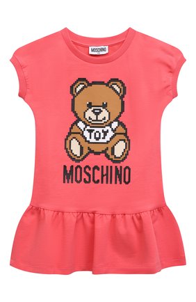 Детское хлопковое платье MOSCHINO кораллового цвета по цене 11950 руб., арт. HCV07E/LDA13/4A-8A | Фото 1 Детское хлопковое платье MOSCHINO кораллового цвета, арт. HCV07E/LDA13/4A-8A | Фото 1 (Материал внешний: Хлопок; Рукава: Короткие; Девочки Кросс-КТ: Платье-одежда; Случай: Повседневный; Ростовка одежда: 4 года | 104 см, 5 лет | 110 см, 6 лет | 116 см, 8 лет | 128 см)