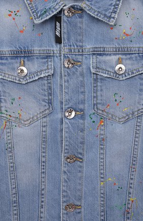 Детского джинсовая куртка MSGM KIDS голубого цвета, арт. MS028887 | Фото 3 (Рукава: Длинные; Кросс-КТ: Деним, Сезон: лето; Материал внешний: Хлопок)