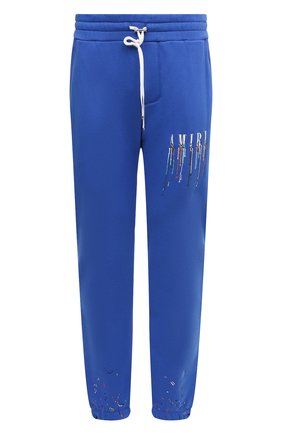 Мужские хлопковые джоггеры AMIRI синего цвета, арт. PS22MJL035-466 | Фото 1 (Длина (брюки, джинсы): Стандартные; Материал внешний: Хлопок; Силуэт М (брюки): Джоггеры; Стили: Спорт-шик)