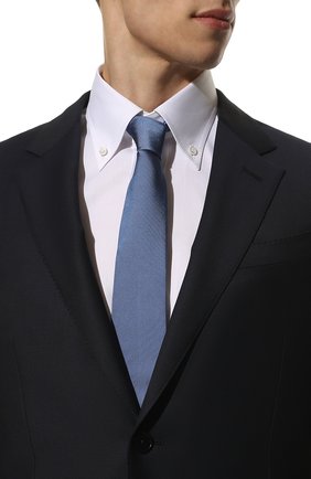 Мужской шелковый галстук LUIGI BORRELLI голубого цвета, арт. CR4502048/LC | Фото 2 (Материал: Текстиль, Шелк; Принт: Без принта)