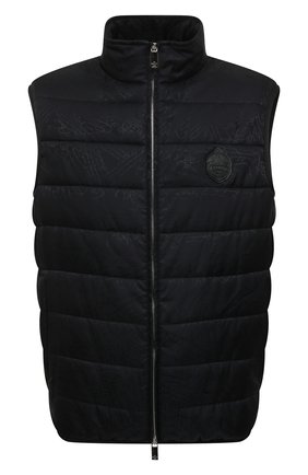 Мужской утепленный жилет BERLUTI черного цвета, арт. R220GL12-001 | Фото 1 (Длина (верхняя одежда): Короткие; Материал подклада: Купро; Материал внешний: Синтетический материал; Кросс-КТ: Куртка; Стили: Кэжуэл)