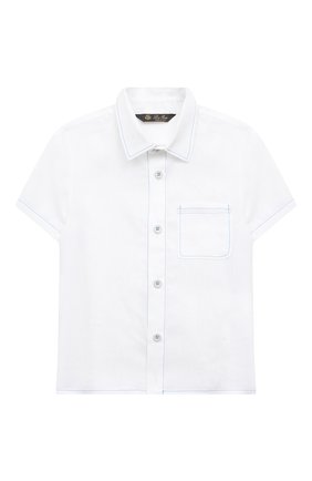 Детская льняная рубашка LORO PIANA белого цвета, арт. FAM0330 | Фото 1 (Рукава: Короткие; Материал внешний: Лен)