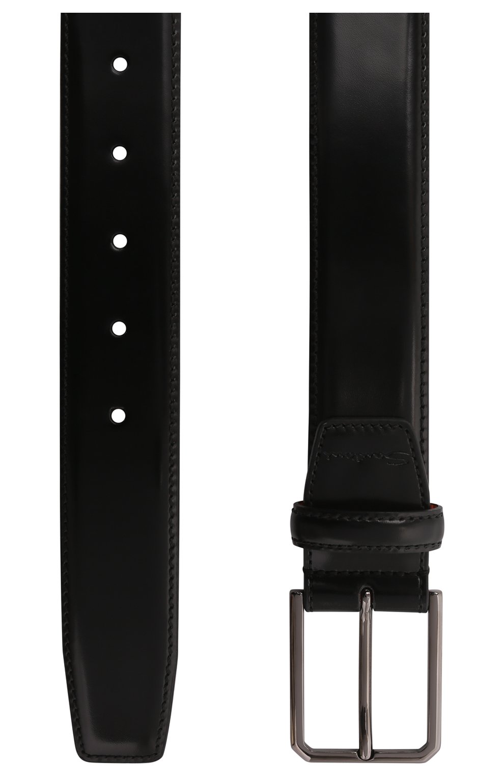 Мужской кожаный ремень SANTONI черного цвета, арт. CM35VC003B91G0BRN01 | Фото 3 (Материал: Натуральная кожа; Случай: Формальный)