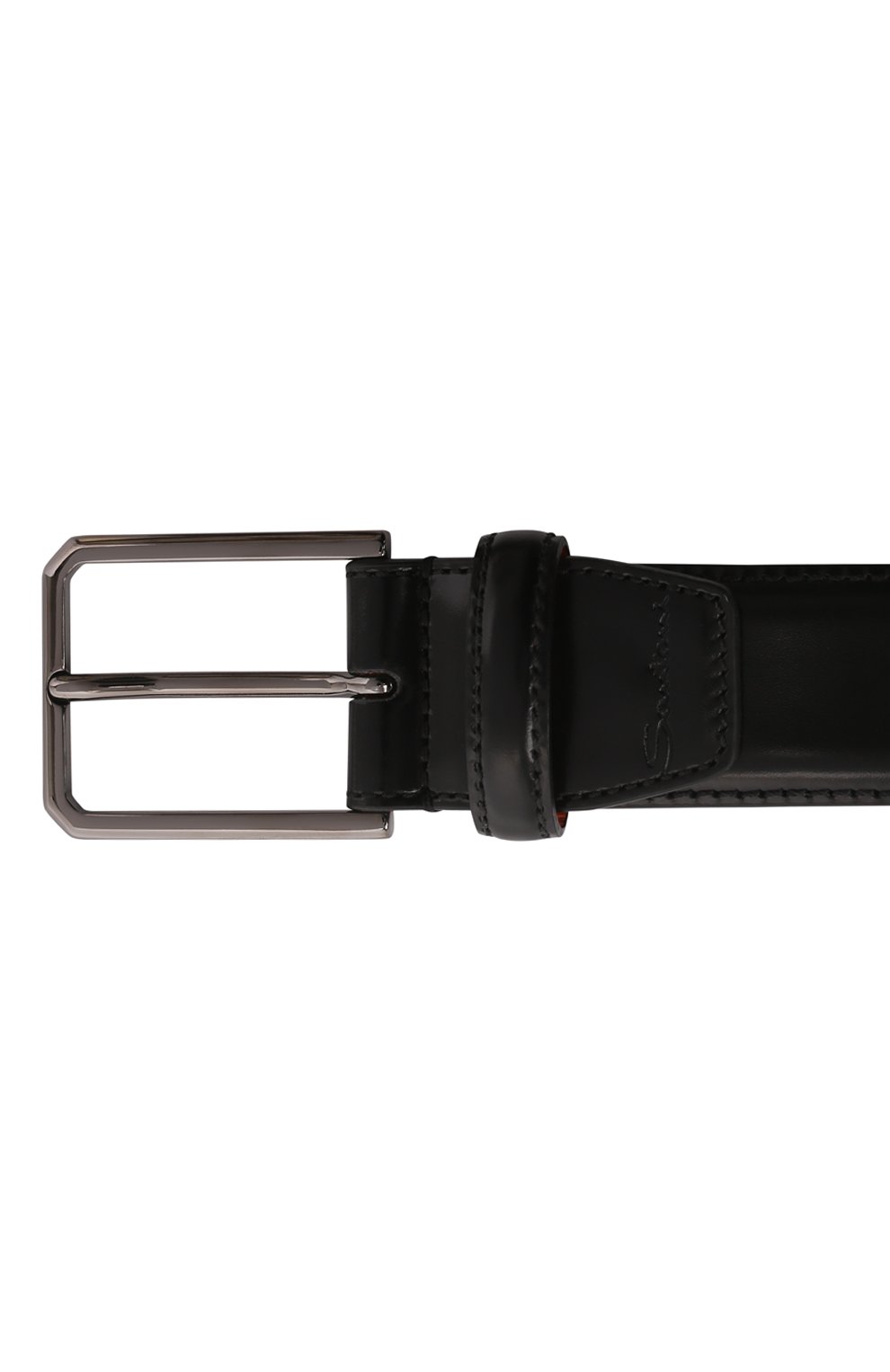 Мужской кожаный ремень SANTONI черного цвета, арт. CM35VC003B91G0BRN01 | Фото 4 (Материал: Натуральная кожа; Случай: Формальный)