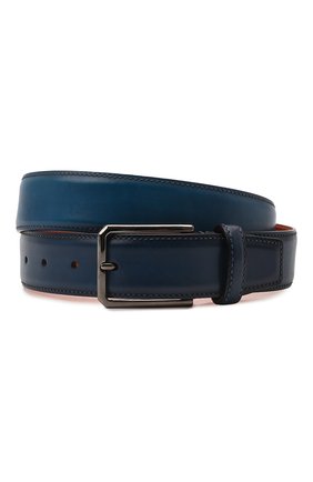 Мужской кожаный ремень SANTONI синего цвета по цене 37200 руб., арт. CM35VC003B91GVVDZ67 | Фото 1 Мужской кожаный ремень SANTONI синего цвета, арт. CM35VC003B91GVVDZ67 | Фото 1 (Материал: Натуральная кожа; Случай: Формальный)