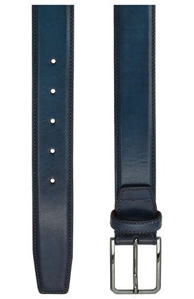 Мужской кожаный ремень SANTONI синего цвета, арт. CM35VC003B91GVVDZ67 | Фото 3 (Материал: Натуральная кожа; Случай: Формальный)