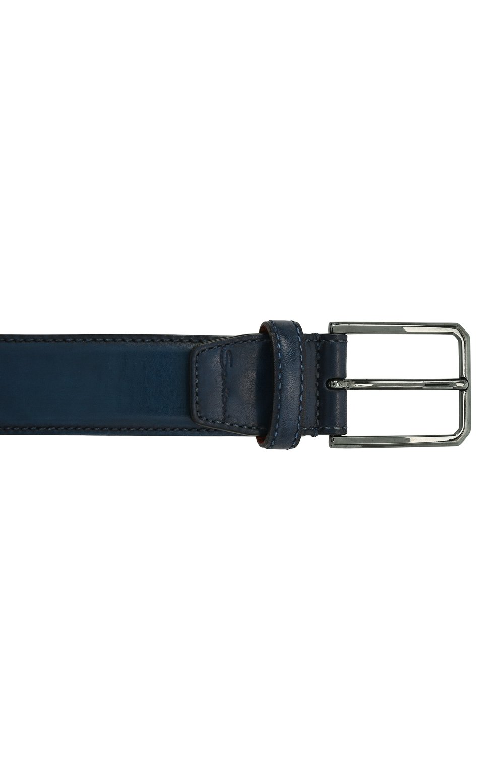 Мужской кожаный ремень SANTONI синего цвета, арт. CM35VC003B91GVVDZ67 | Фото 4 (Материал: Натуральная кожа; Случай: Формальный)