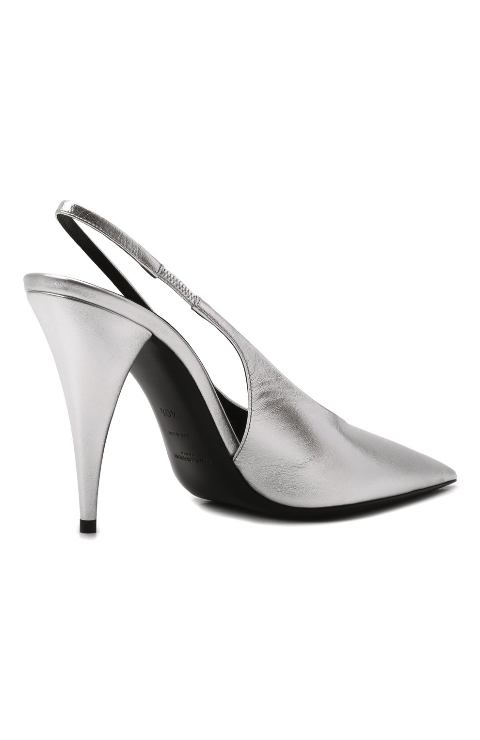 Женские кожаные туфли SAINT LAURENT серебряного цвета, арт. 686252/AAADW | Фото 5 (Каблук высота: Высокий; Материал внешний: Кожа; Материал внутренний: Натуральная кожа; Каблук тип: Шпилька)