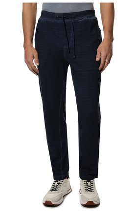 Мужские брюки изо льна и хлопка 120% LINO темно-синего цвета, арт. V0M7910/F597/S00 | Фото 3 (Длина (брюки, джинсы): Стандартные; Случай: Повседневный; Материал внешний: Хлопок, Лен; Стили: Кэжуэл)