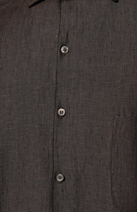 Мужская льняная рубашка LORO PIANA коричневого цвета, арт. FAF2545 | Фото 5 (Манжеты: На пуговицах; Рукава: Длинные; Воротник: Акула; Случай: Повседневный; Длина (для топов): Стандартные; Материал внешний: Лен; Принт: Однотонные; Стили: Кэжуэл)