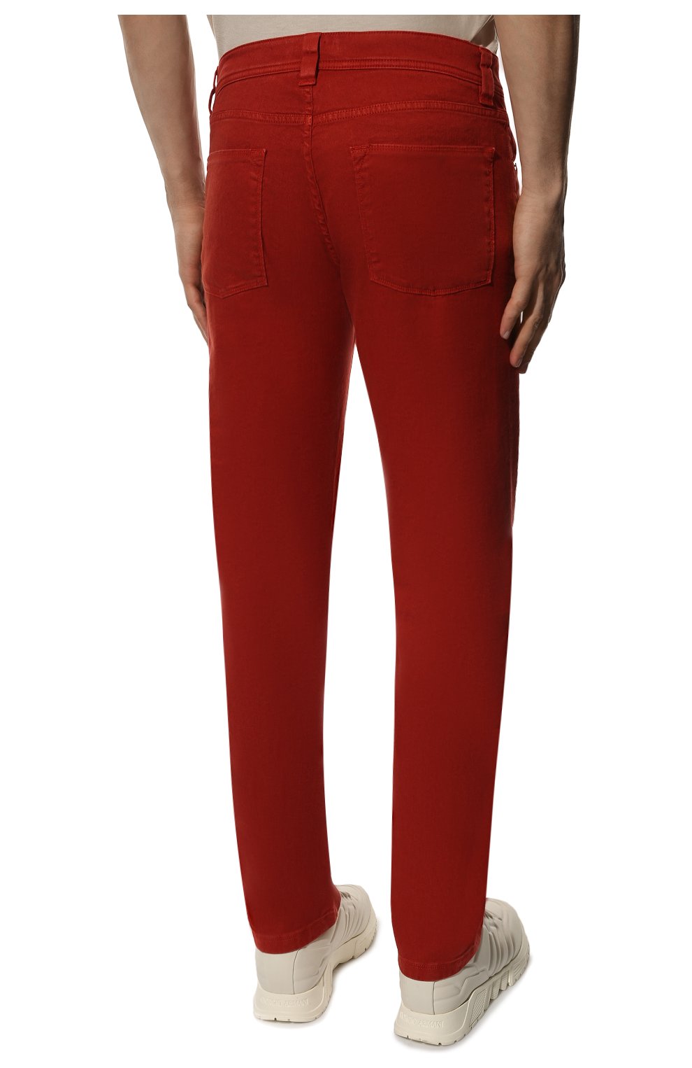 Мужские брюки изо льна и хлопка LORO PIANA красного цвета, арт. FAI1646 | Фото 4 (Длина (брюки, джинсы): Стандартные; Случай: Повседневный; Материал внешний: Хлопок, Лен; Стили: Кэжуэл)
