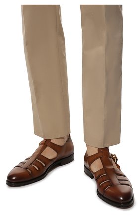Мужские кожаные сандалии RALPH LAUREN коричневого цвета, арт. 801867558 | Фото 3 (Материал внешний: Кожа; Материал внутренний: Натуральная кожа)